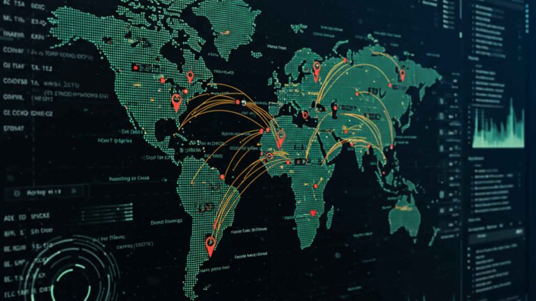 Futuristic AI brain protecting a digital network grid from cyberattacks