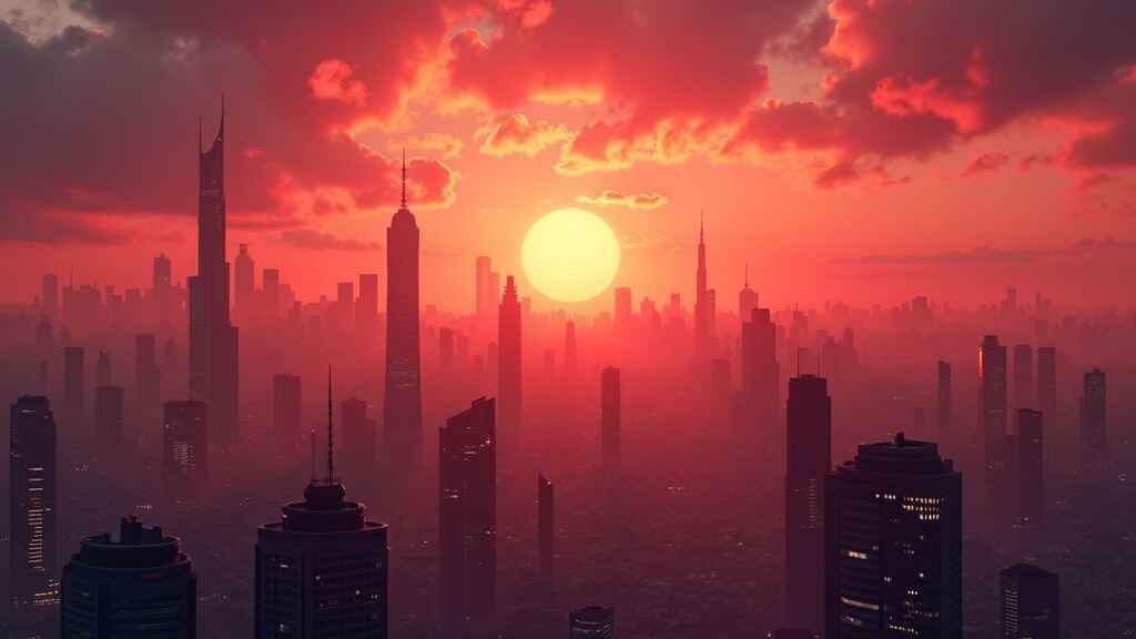 Futuristic skyline artwork created with Midjourney AI