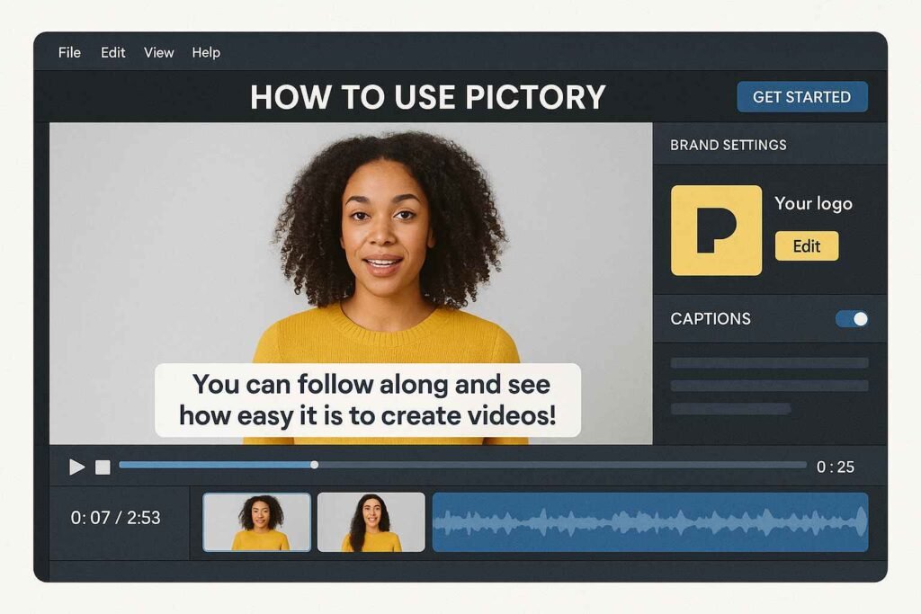 Tools inside Pictory AI for editing YouTube videos