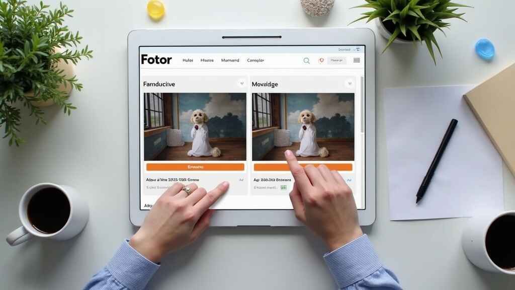 User applying instant photo enhancement with Fotor AI on a modern interface