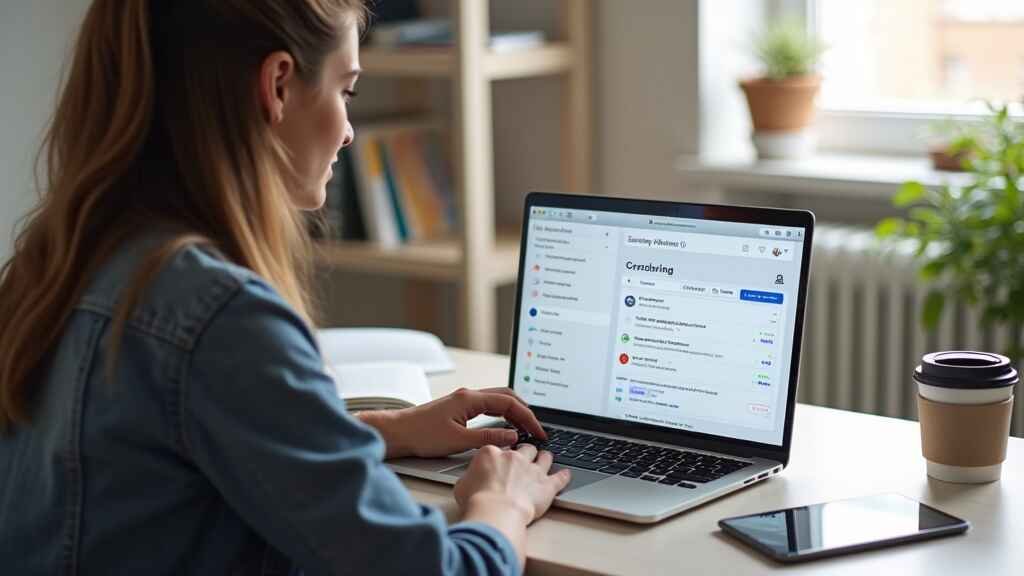 Student using Notion AI on a laptop with organized digital notes