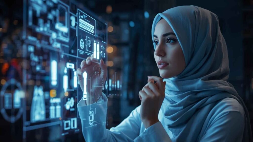 Futuristic AI technology assisting visual content creators