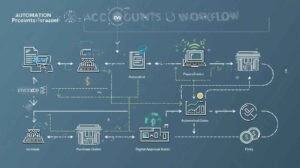 Flowchart showing Accounts Payable AI automating invoice processing