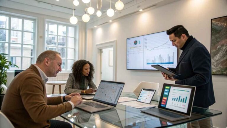 Executives developing AI Business Strategy in planning workshop